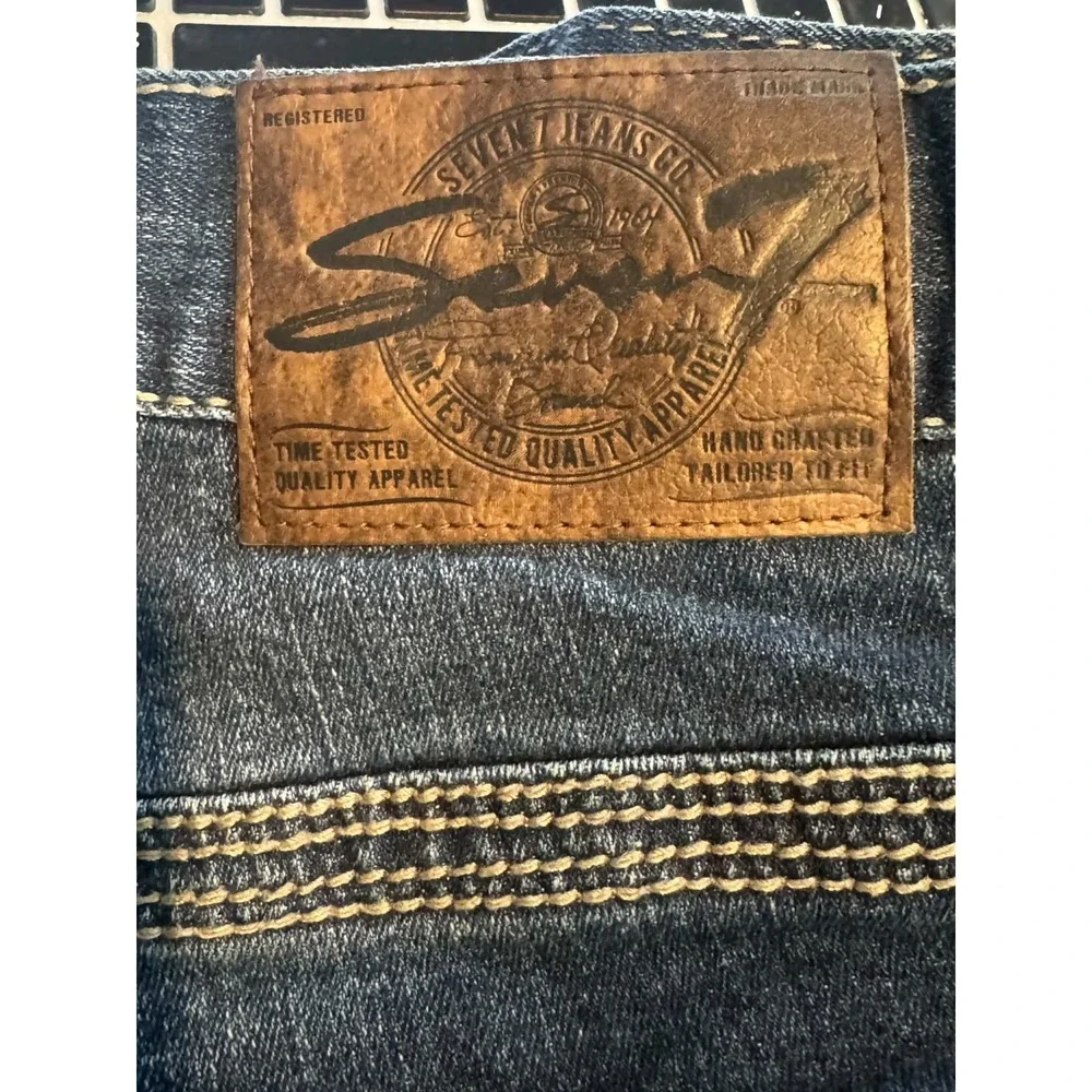 Seven7 Straight Jeans 36x34 Dark Wash Heavy Stitch‎ Western Denim